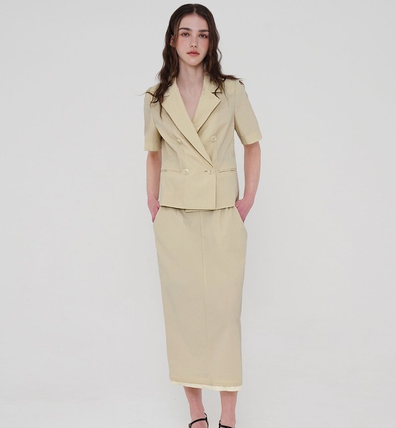 Korea sisterhood, Layered long skirt - Beige - 裙子/長裙 - 尼龍 金色