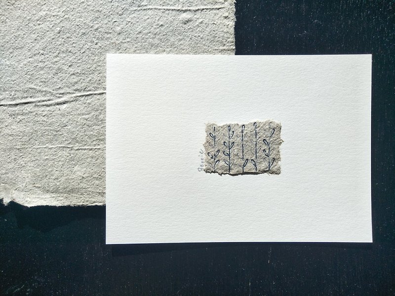 手作りの紙のカード-窓際の草 - カード・はがき - 紙 グレー