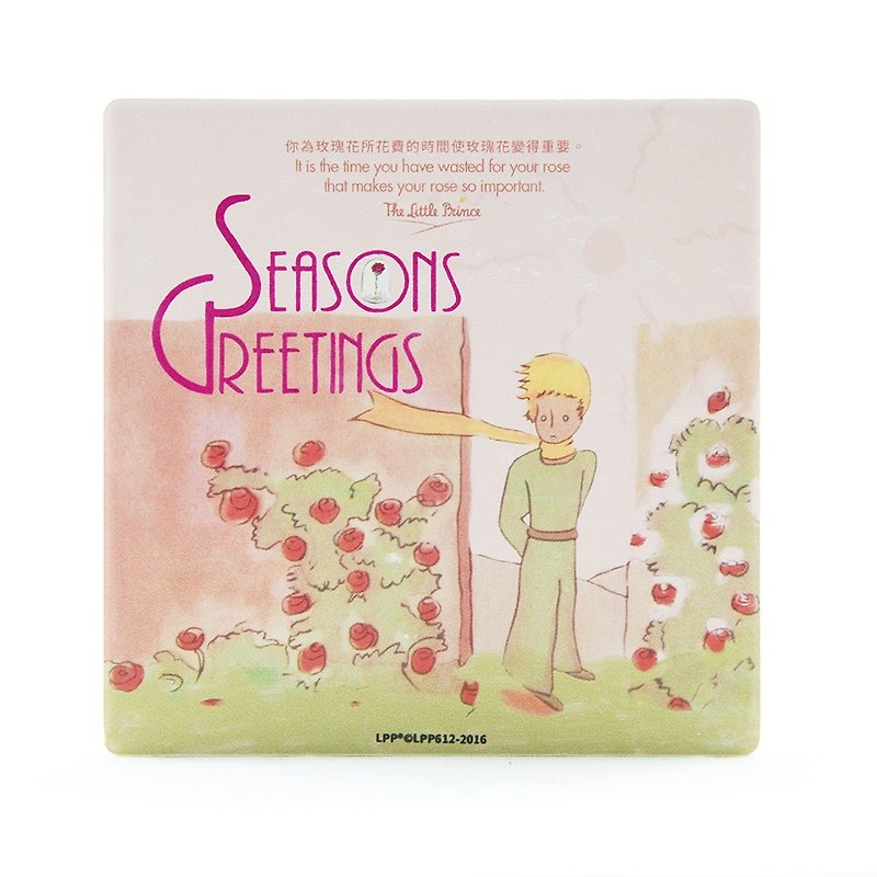 小王子經典版授權-吸水杯墊：【Seasons Greetings】 (圓/方) - 杯墊 - 陶 粉紅色