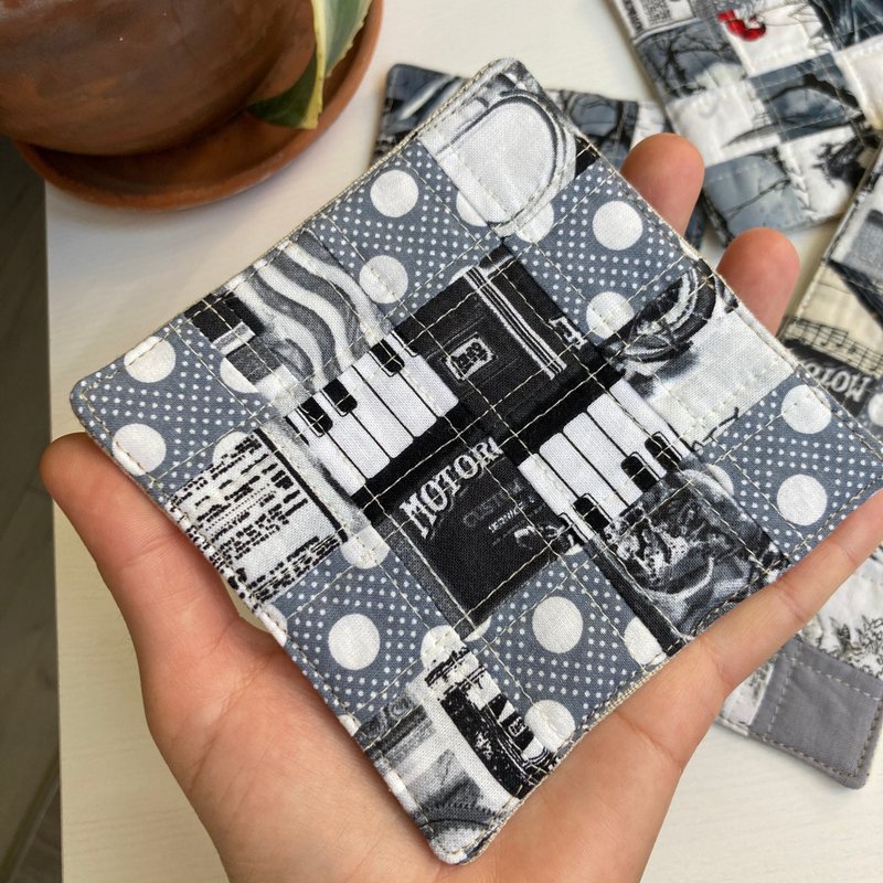 Set of coaster 6 Linen-cotton coasters set 11.5 x 11.5 cm - 杯墊 - 亞麻 黑色