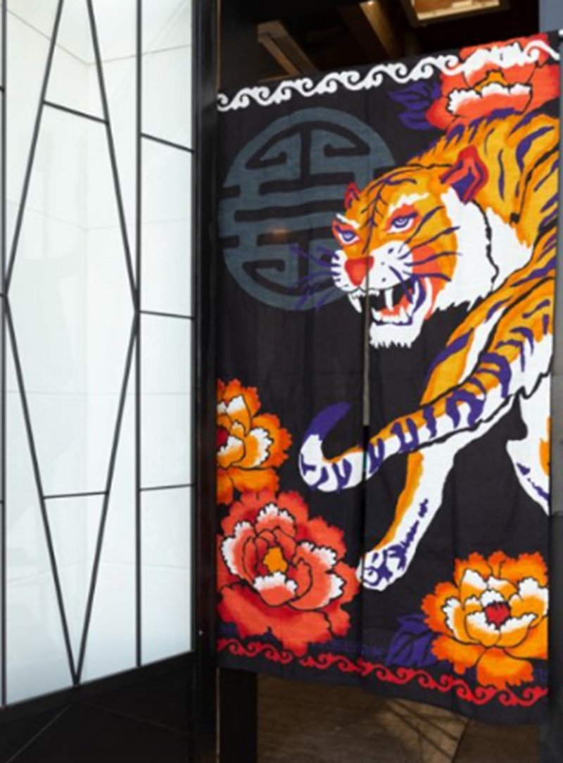 [Popular Pre-order] Oriental Tiger Curtain (Tricolor) ISAP91A4 - Doorway Curtains & Door Signs - Cotton & Hemp 