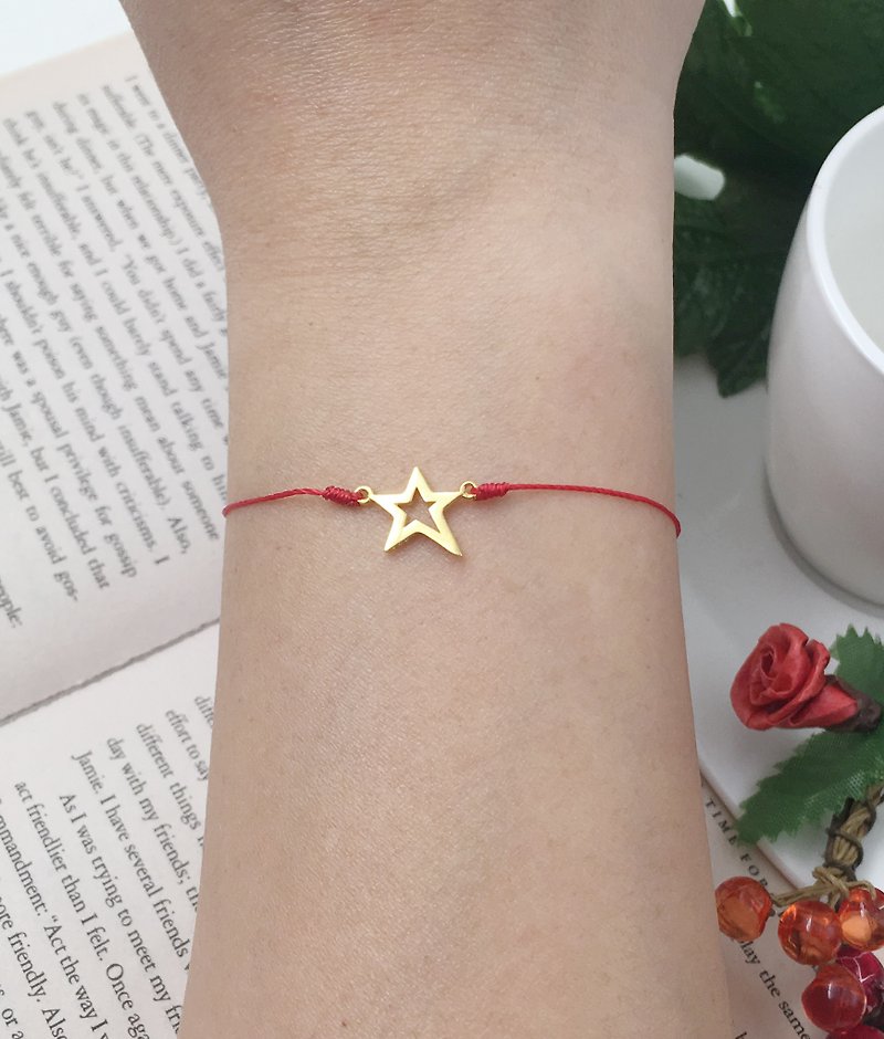 Sterling silver gold-plated gold stars step out of the invincible stars success step red line bracelet thin line - Bracelets - Polyester Red