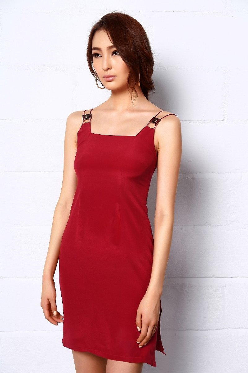 Carnelion Rectangle Silk Dress - Skirts - Silk Red