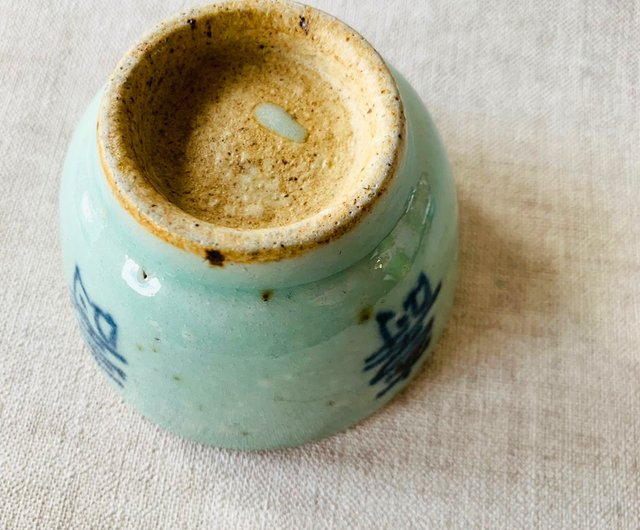 中國清朝三代青花瓷酒杯│ 民窯長壽杯功夫杯青色亮麗瑞文堂｜茶壺/茶杯