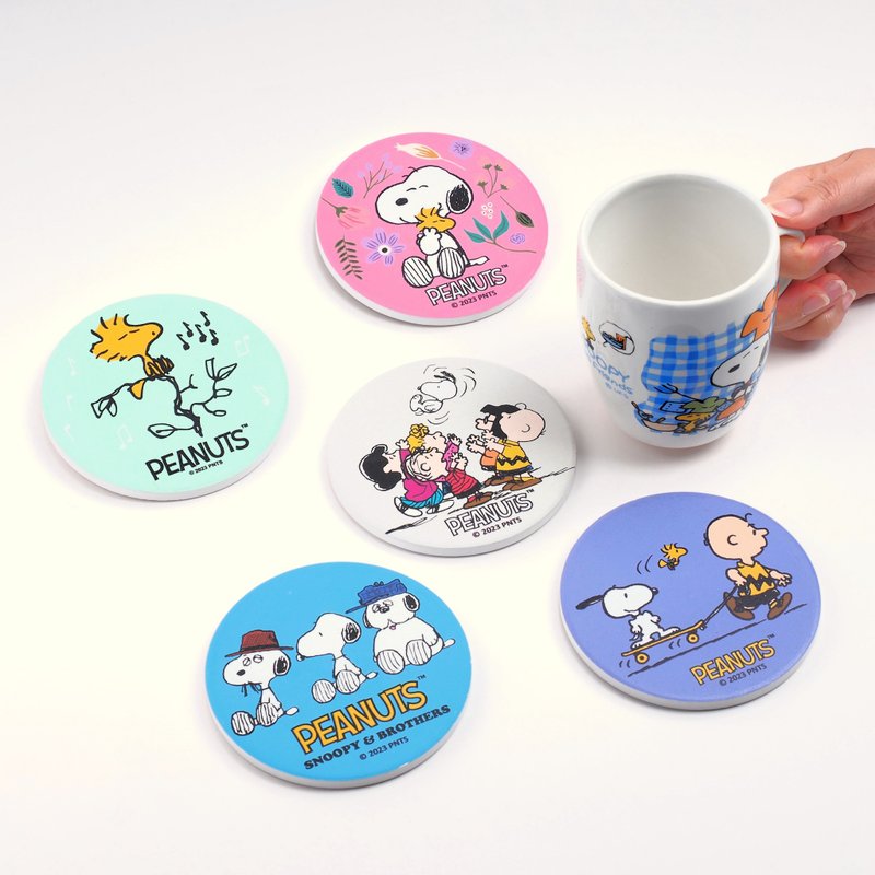 PEANUTS Diatomite coaster - SNOOPY design (Single pack) - Coasters - Other Materials Pink