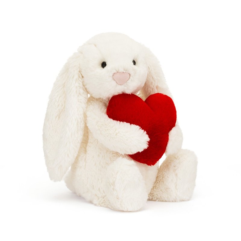 Jellycat Bashful Red Love Heart Bunny - Stuffed Dolls & Figurines - Polyester White