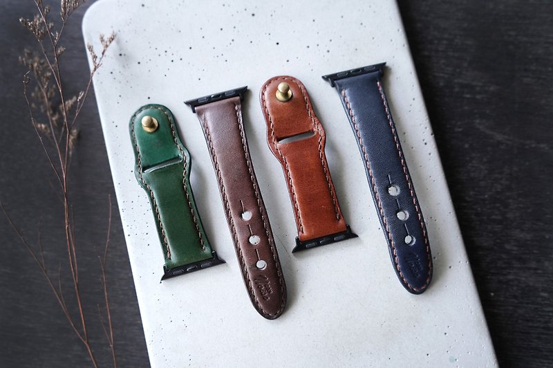 Apple Watch Leather Customized Strap Italian Leather - สายนาฬิกา - หนังแท้ สีนำ้ตาล