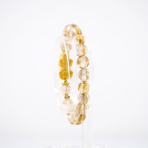 ゴールド Jewelry-ゴールド貔貅チタン クリスタル ブレスレット