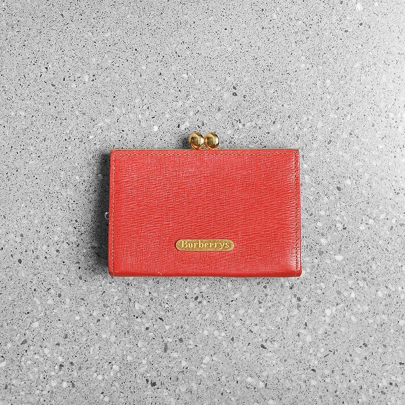 Burberrys Vintage Gold Coin Purse - Coin Purses - Genuine Leather Red