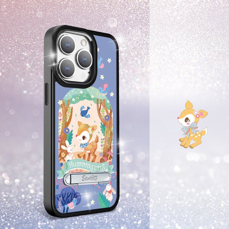 三麗鷗iPhone15 14系列軍規防摔鋁合金立架手機殼-森林哈妮鹿 - 手機殼/手機套 - 其他材質 多色