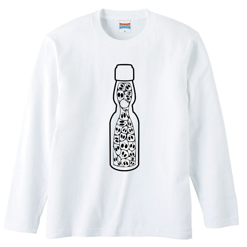 ロングスリーブTシャツ / Skull Drink / ラムネ - Tシャツ メンズ - コットン・麻 ホワイト