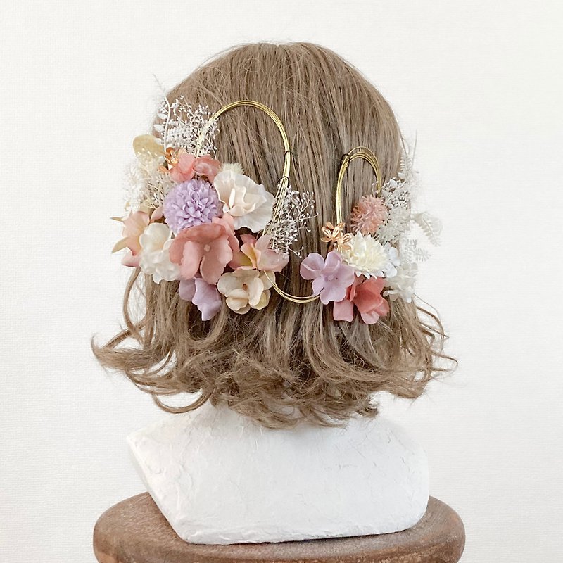 枯れない花の髪飾り - ヘアアクセサリー - その他の素材 ピンク