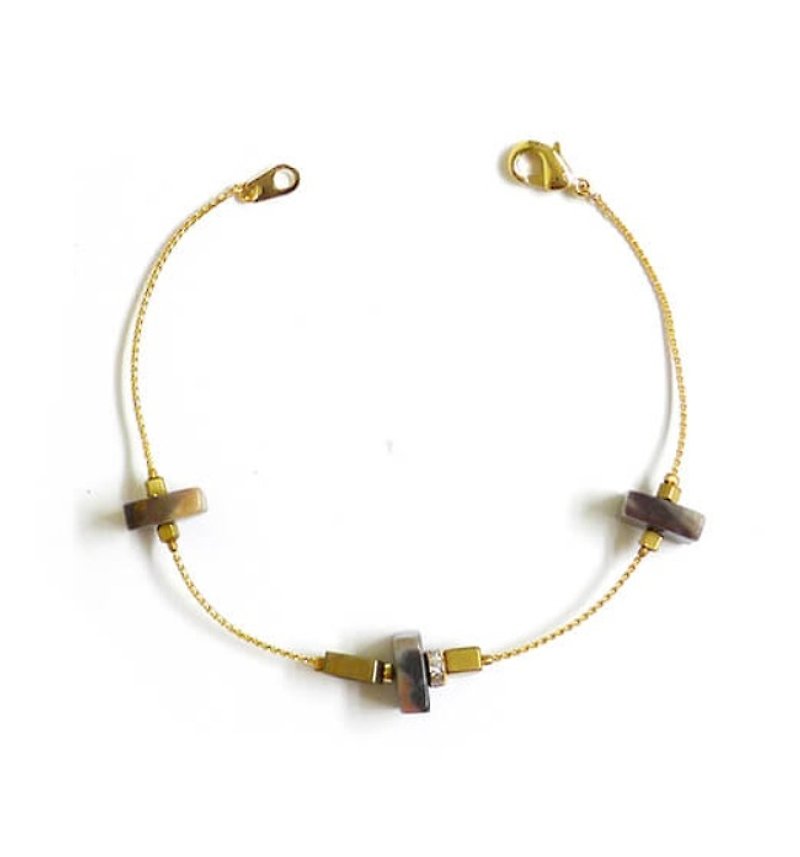 Ficelle | handmade brass natural stone bracelet | [Lapis lazuli] Flames symbiotic - dormant - สร้อยข้อมือ - เครื่องเพชรพลอย สีน้ำเงิน