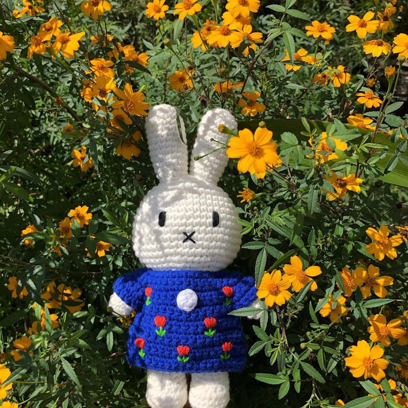 Just Dutch | Miffy handmade and her blue tulip dress - Stuffed Dolls & Figurines - Cotton & Hemp Blue