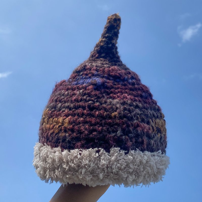 Crocheted Hat - หมวก - ผ้าฝ้าย/ผ้าลินิน สีนำ้ตาล