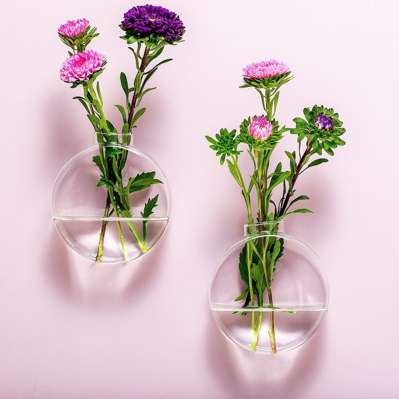 【Dahlia】壁掛水培花瓶兩件組 - 花瓶/花器 - 玻璃 