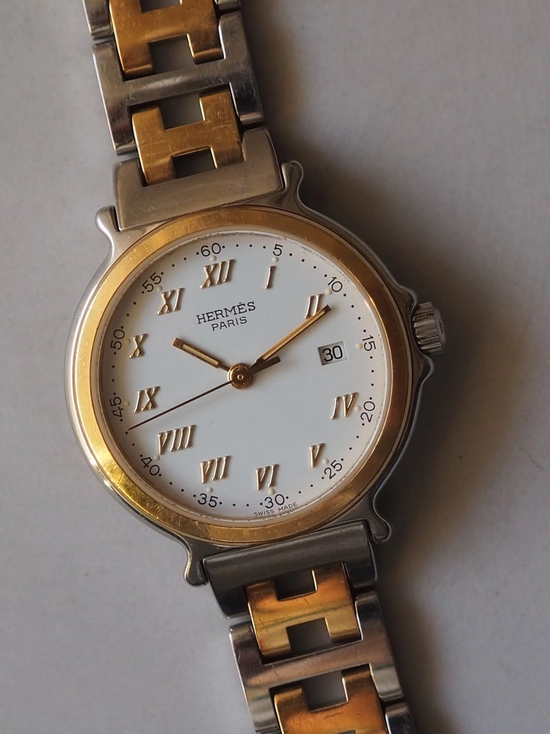 HERMES CARRICK WATCH エルメス キャリック ウォッチ シルバー ゴールド ヴィンテージ - 女錶 - 不鏽鋼 銀色