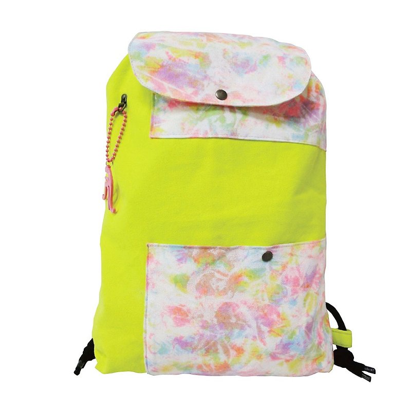 【Is Marvel】Yellow psychedelic bag - กระเป๋าเป้สะพายหลัง - ผ้าฝ้าย/ผ้าลินิน สีเหลือง