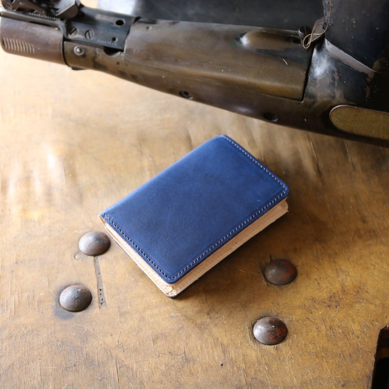 日本製造　牛皮　名片夾　名片盒　深藍　made in JAPAN handmade leather card case - 其他 - 真皮 藍色