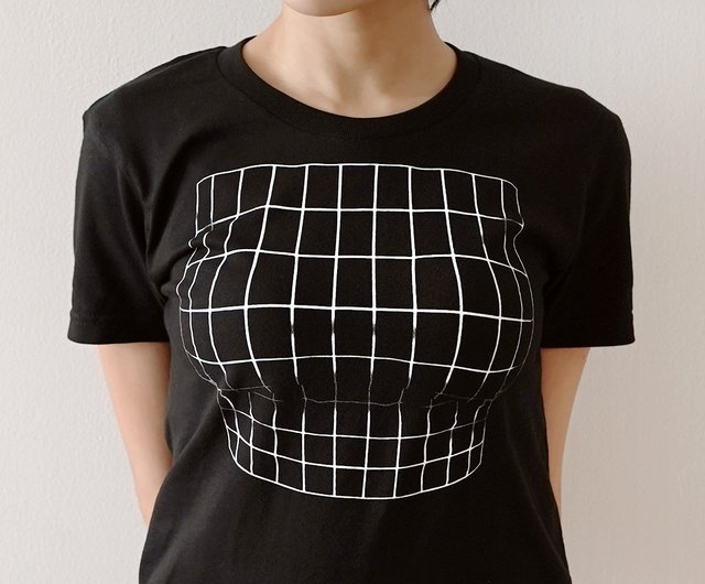 妄想マッピングTシャツ/ Illusion grid/ Black - ショップ ekōD
