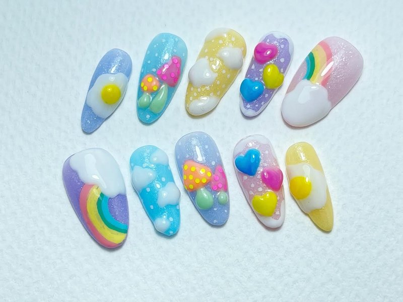 穿戴甲/手工繪製/微浮雕可愛童趣 - 指甲油/指甲貼 - 其他材質 