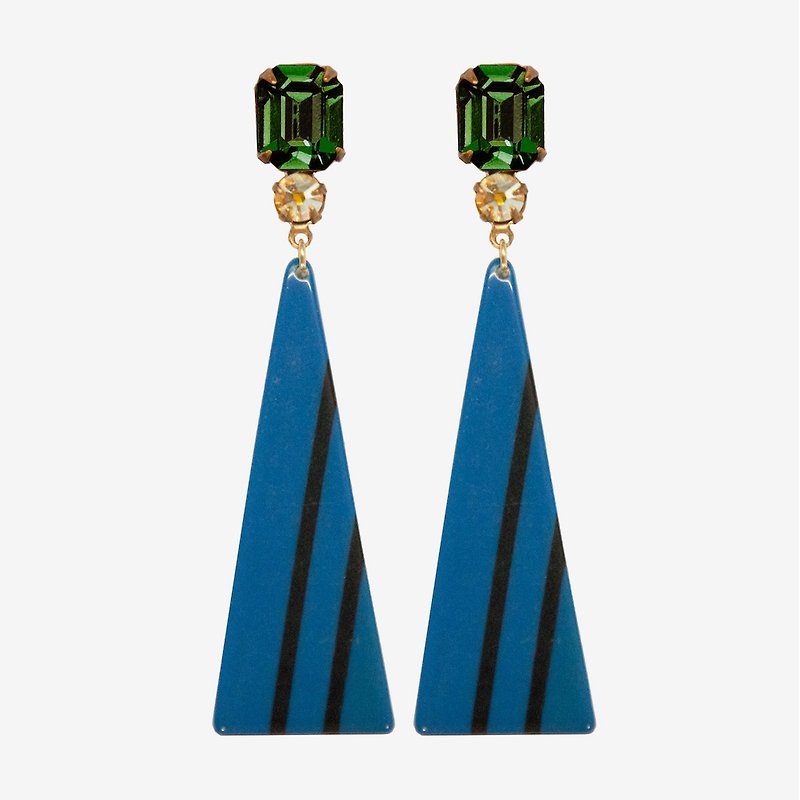 Summer Geometric Earrings - Blue Triangle, Post Earrings, Clip On Earrings - Earrings & Clip-ons - Other Metals Multicolor