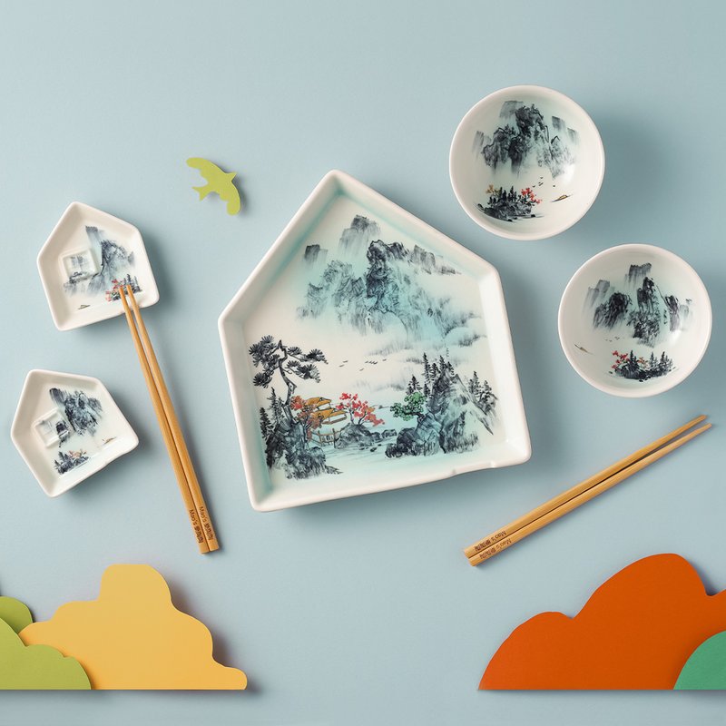 【祥鑫窯聯名】山水系列雙碗禮盒組 - 碗 - 瓷 多色