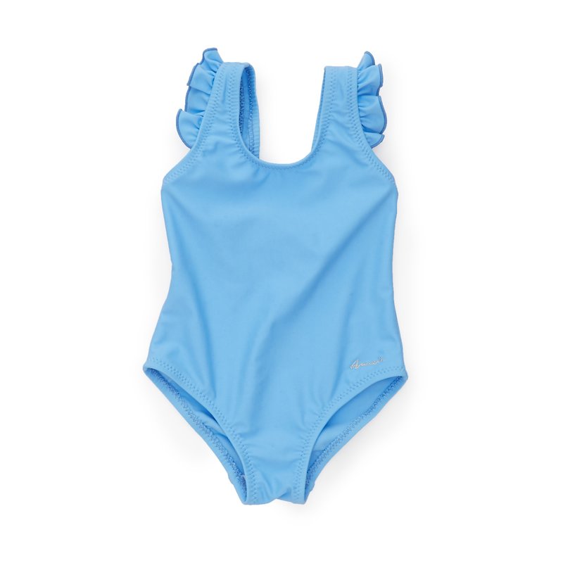 PENELOPE - Ruffle straps swimwear for girls - ชุด/อุปกรณ์ว่ายน้ำ - เส้นใยสังเคราะห์ สีน้ำเงิน