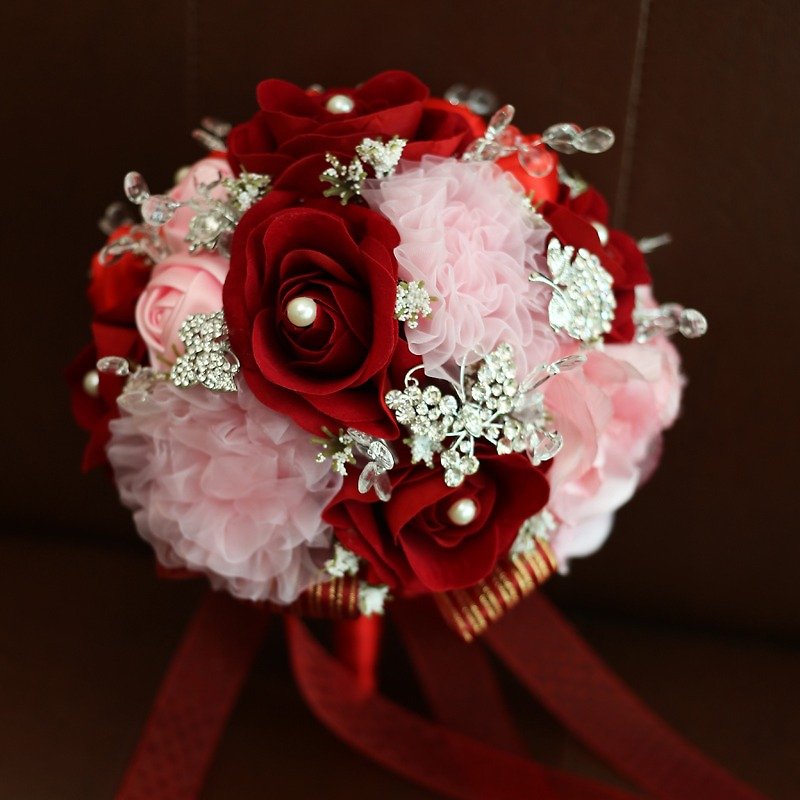 璎珞Manor*JY*Red Pink - Expensive Red / Jewelry / Handmade - Dried Flowers & Bouquets - Cotton & Hemp 