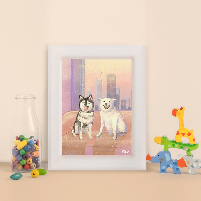 Pets look like painted / framed photo frame / birthday gift / decoration - อัลบั้มรูป - กระดาษ ขาว