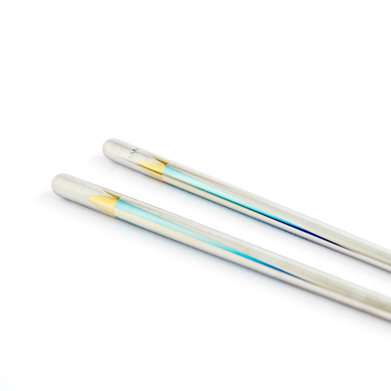 TiSticks Titanium Chopsticks - Scepter (Cyan) - ตะเกียบ - โลหะ สีเงิน