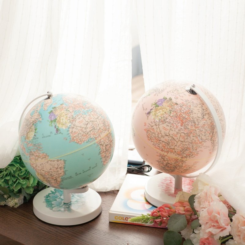 SkyGlobe 10吋粉色/藍色繡球花三段觸碰式地球 - 擺飾/家飾品 - 塑膠 多色