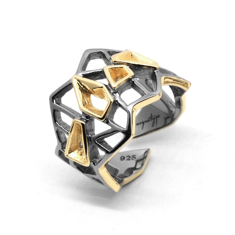 WIREFRAME Ring / Black - 18K Yellow Gold  (2-tones) - General Rings - Other Metals Multicolor