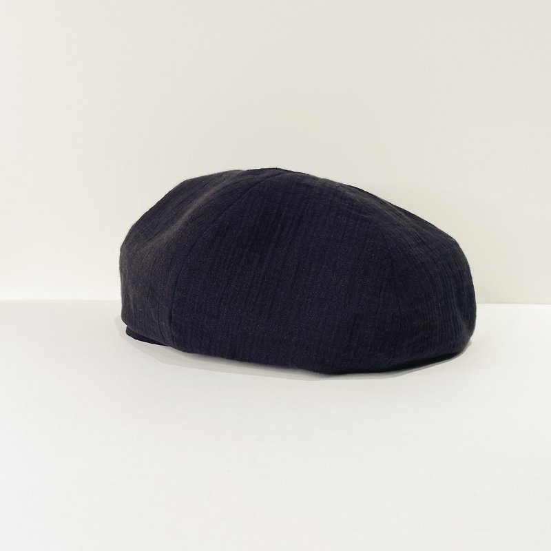 JOJA / Belle / Seersucker / Black - Hats & Caps - Cotton & Hemp Black