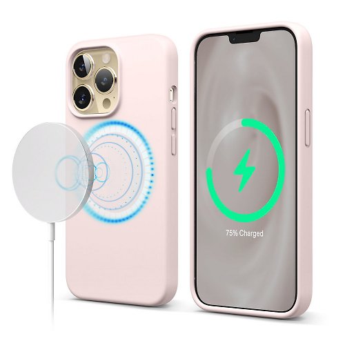 elago創意美學 iPhone 13 Pro MagSafe超適握感矽膠保護殼-裸粉