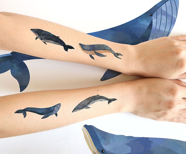 Whale Temporary Tattoo by Zihee Set of 3  Small Tattoos