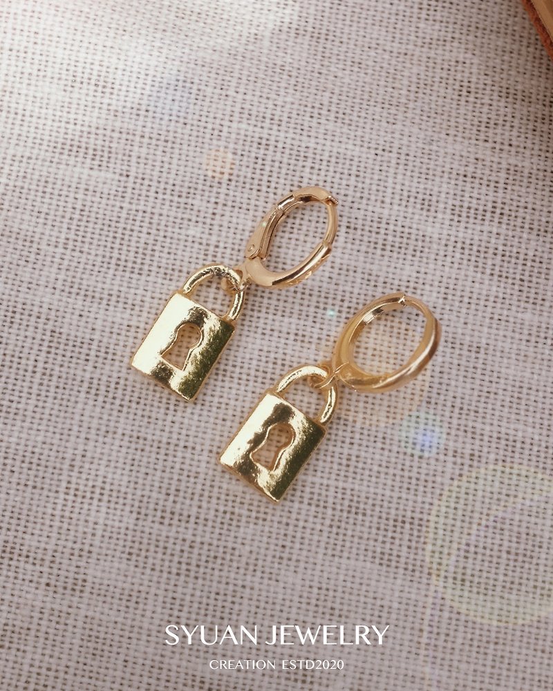 SYUAN JEWELRY | The Journey of Life Lock 18K Plated Lock Earrings
