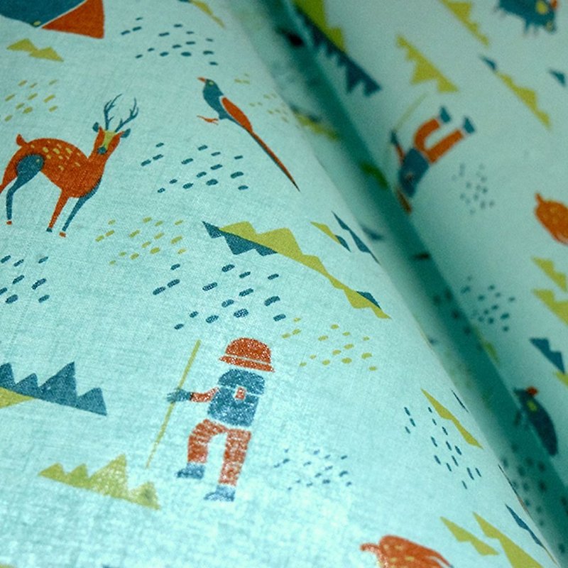 Printed Fabric / Trekking / Fog Blue - Knitting, Embroidery, Felted Wool & Sewing - Cotton & Hemp Blue