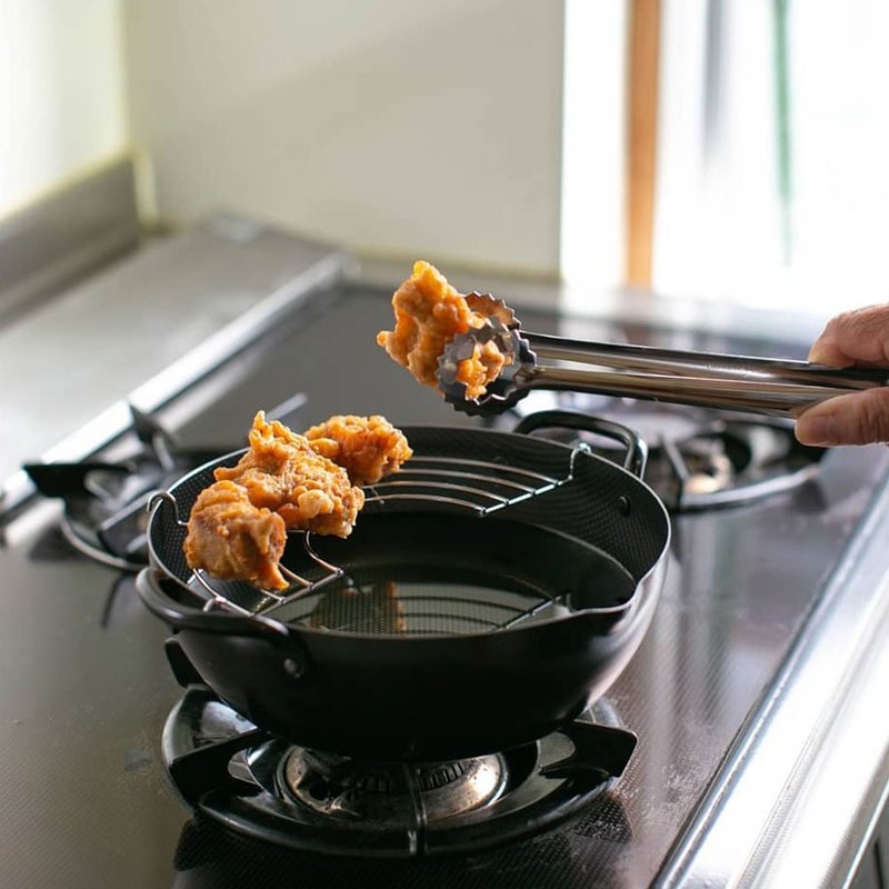 【YOSHIKAWA Yoshikawa Goji】Craftman Deep Fryer 20cm Tempura Pot Made in Japan - Pots & Pans - Other Metals Black