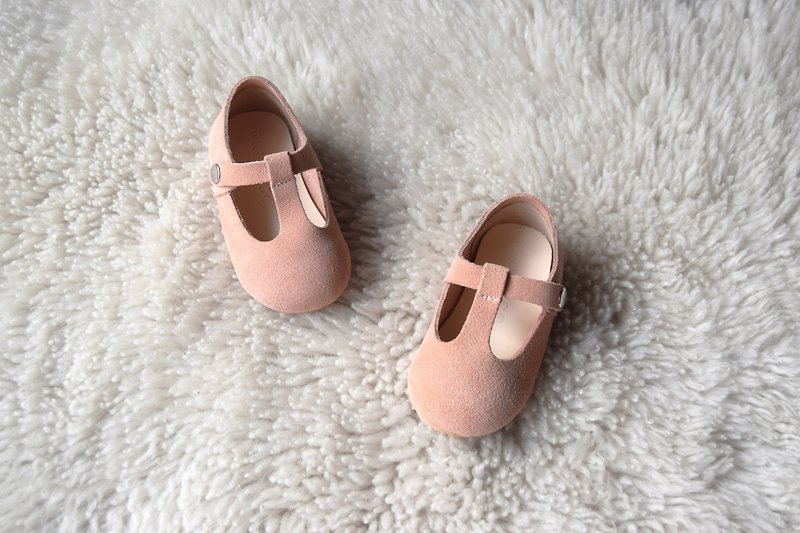粉紅色真皮學步鞋 嬰兒鞋 女童鞋 花童鞋 週歲照 周歲禮物 女寶寶 - 童裝鞋 - 真皮 粉紅色