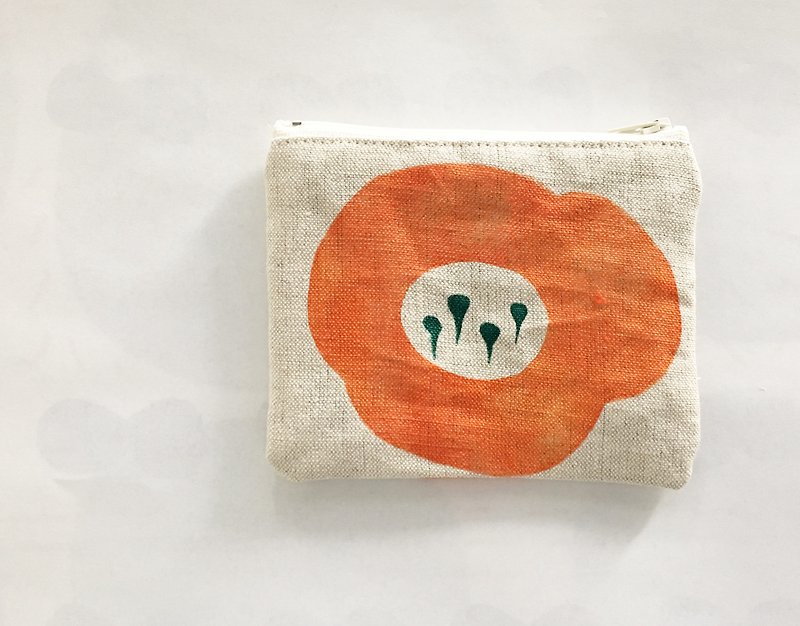 Moshimoshi | Burlap Small Bag - Pumpkin Flower - Coin Purses - Cotton & Hemp 