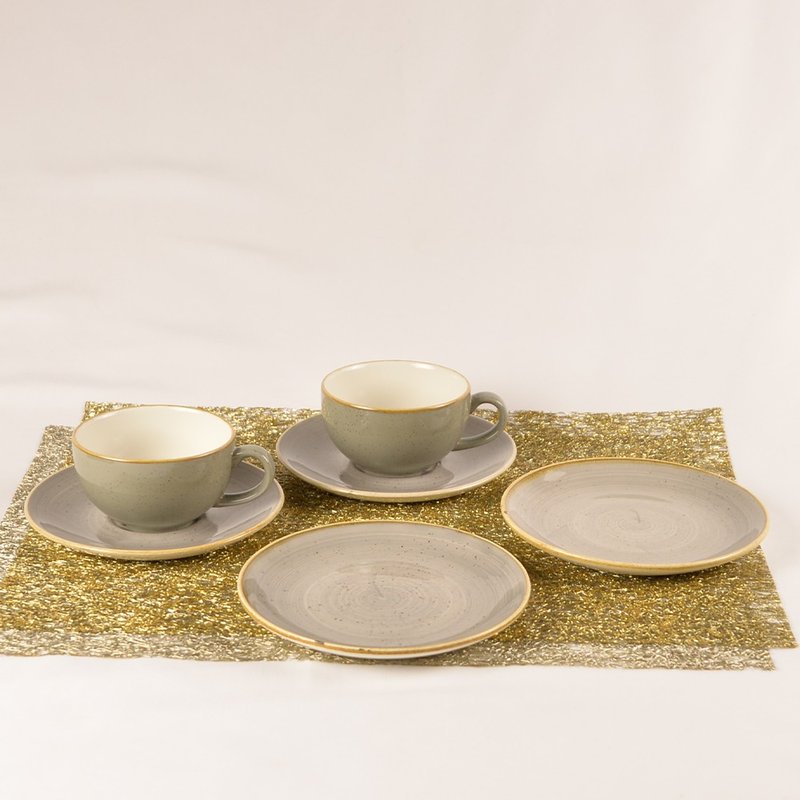 Churchill, UK | Dianzang Deep Gray Light Luxurious Afternoon Tea Set for Two 4-6 Pieces - Plates & Trays - Pottery Gray