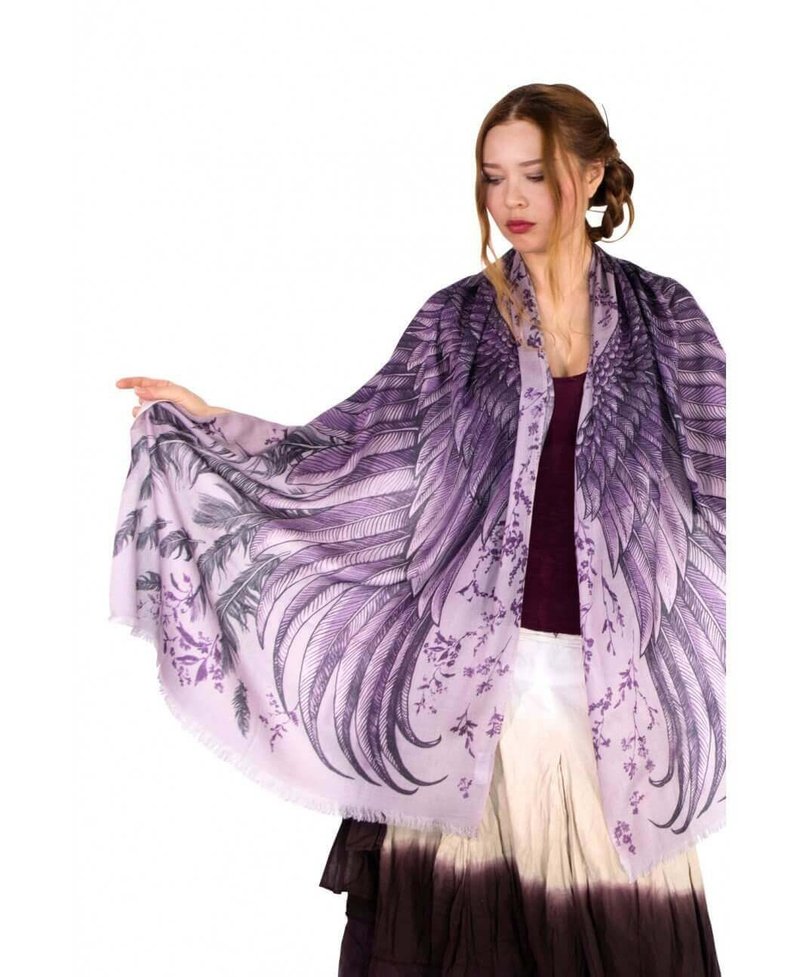PURPLE WINGS SHAWL - 絲巾 - 棉．麻 