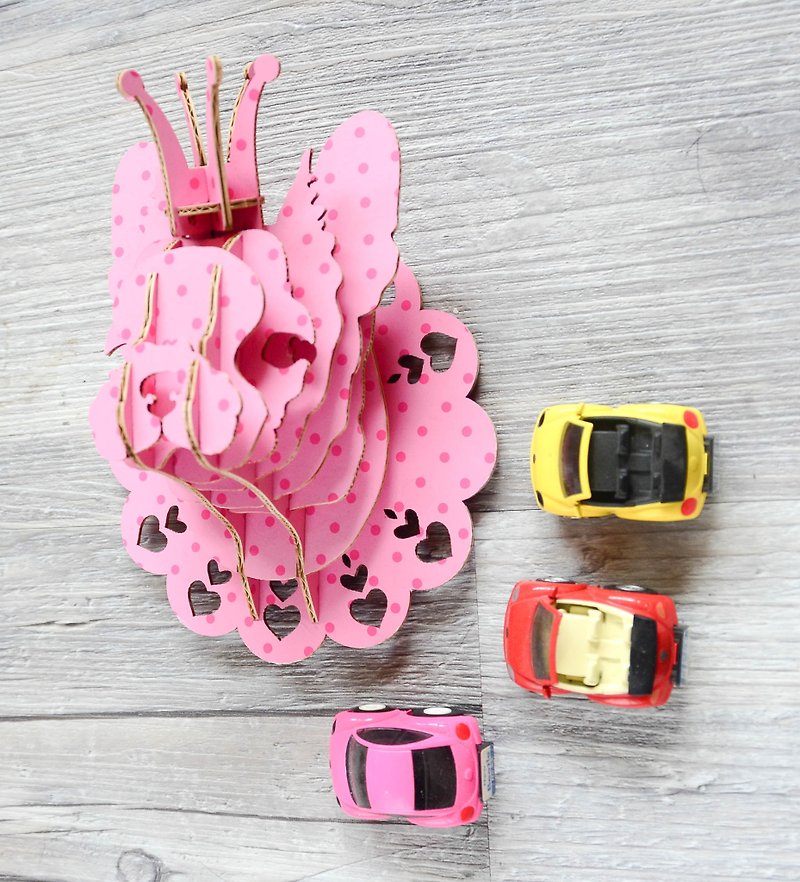Prince Bata 法鬥犬 掛飾 3D 手作 DIY居家擺飾 粉紅波點色 - 木工/竹藝/紙雕 - 紙 粉紅色