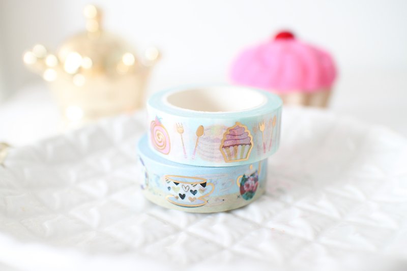 Gold foil paper tape - Lady afternoon tea series 2 package - Washi Tape - Paper 