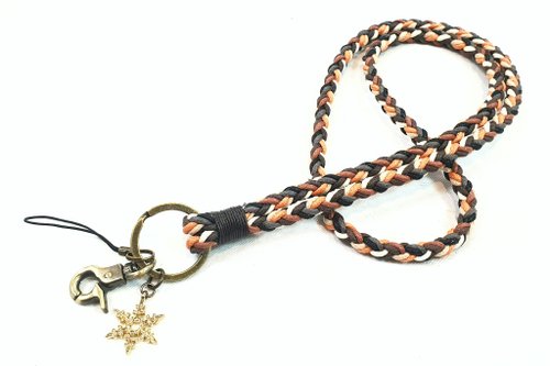Paris。Le Bonheun Handmade Paris*Le Bonheun。卡布奇諾。(掛脖子款A編織)編織鑰匙圈