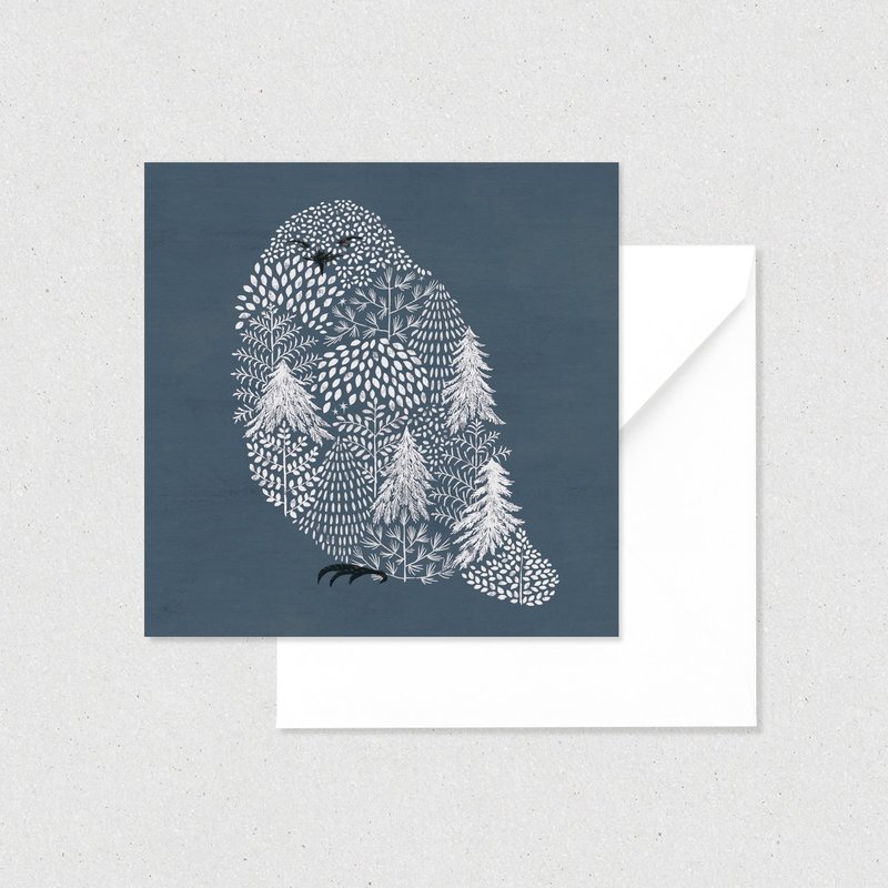 Fluffy Message Card / Snow Owl - Cards & Postcards - Paper Blue