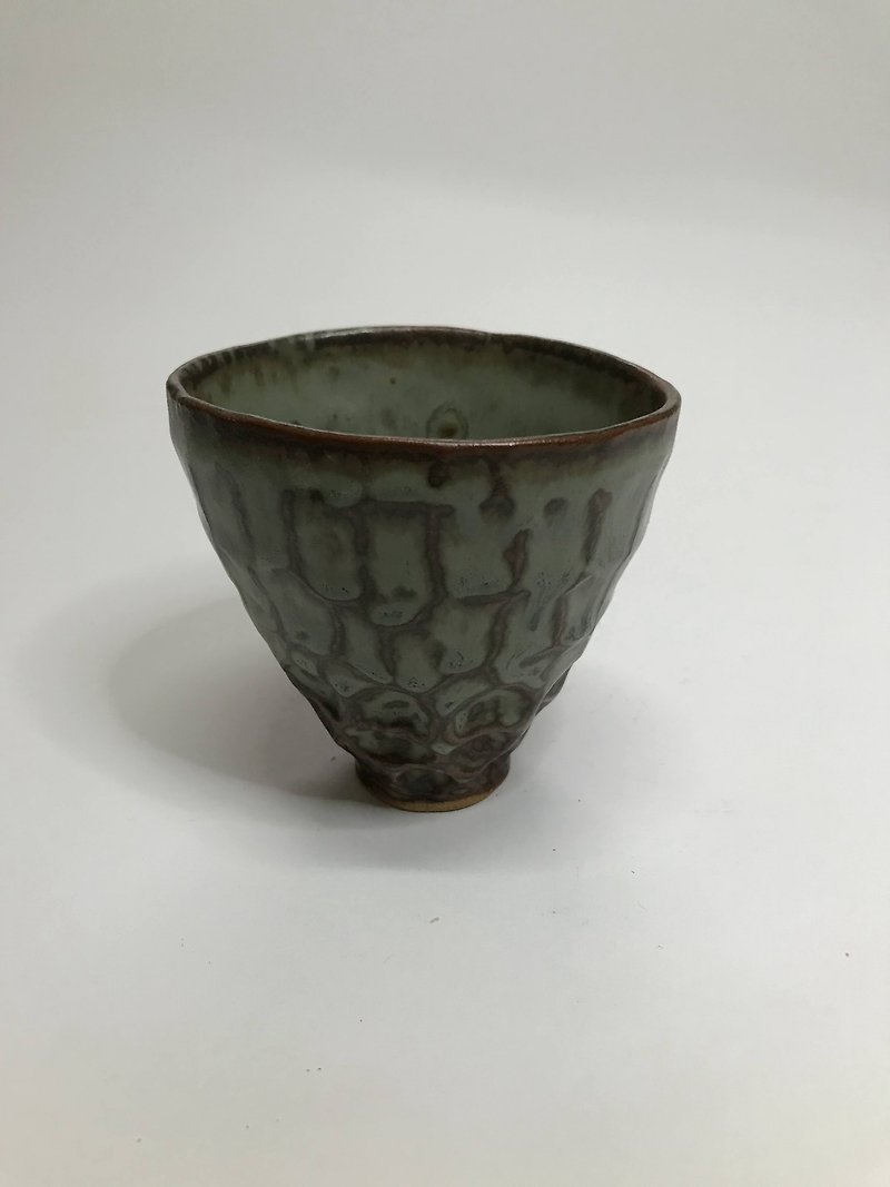 Zeng Yonghong   Grey Glazed Knife Cut Cup - Teapots & Teacups - Pottery 