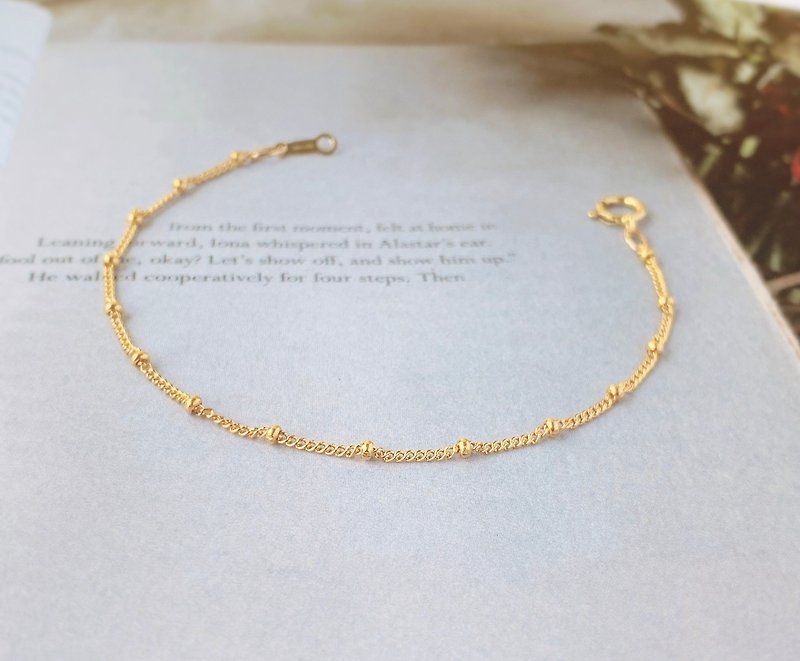 [14Kgf non-fading] small gold bean bracelet vegetarian bracelet customized non-allergic - Bracelets - Precious Metals 