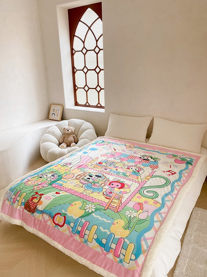 Retro cabin imitation sherpa sofa blanket warm plush leisure throw blanket - Blankets & Throws - Polyester Multicolor